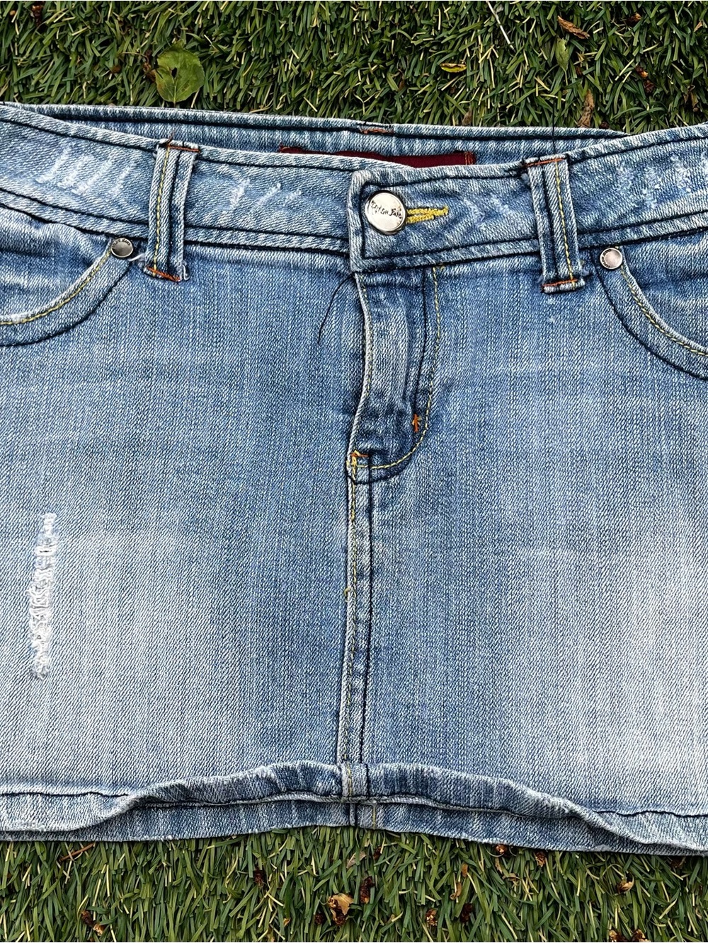 Light Wash Denim Mini Skirt